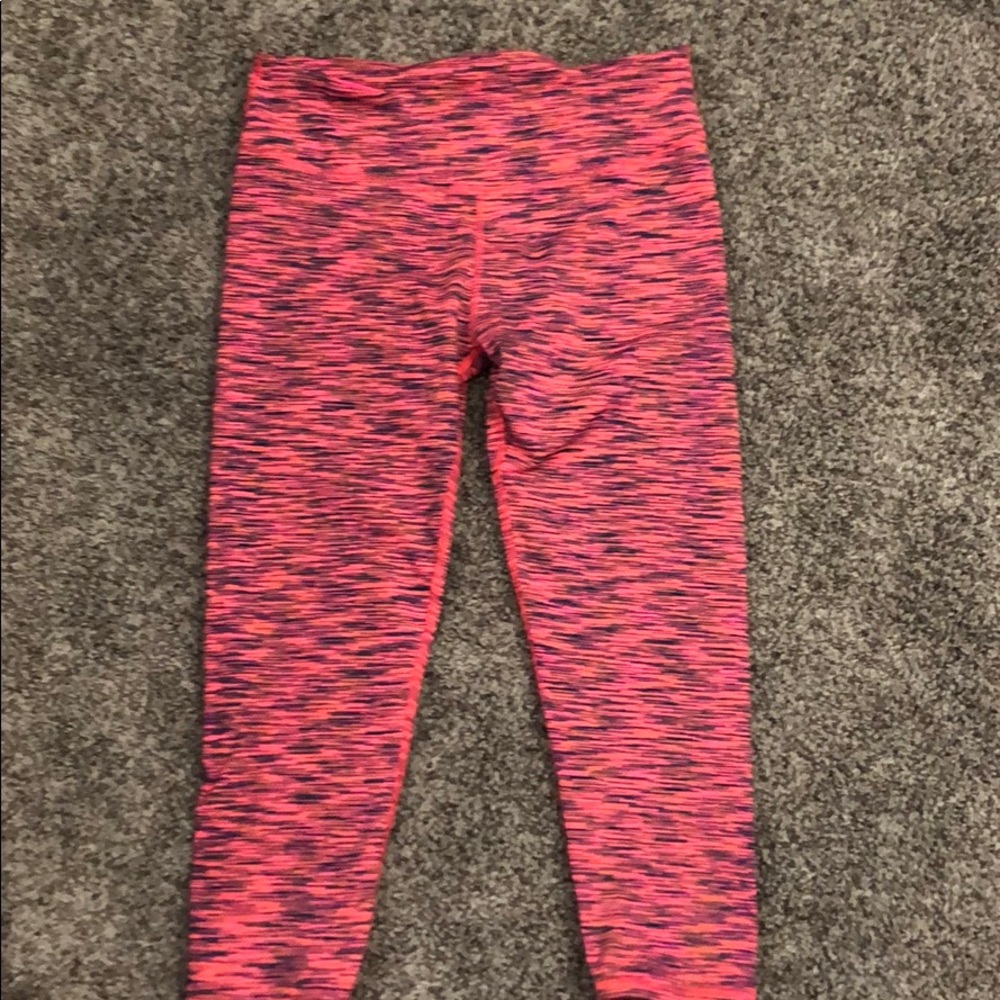 Fabletics Capri Leggings. Pink/Blue/yellow.